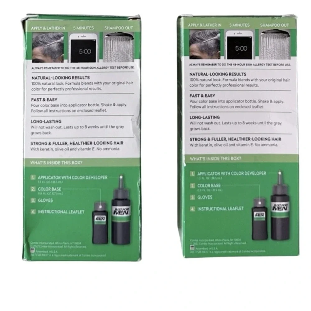 Lot Of 3 Just For Men H-60 JET BLACK Hair color Shampoo In - New In Box